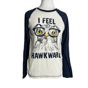 Arizona Jeans Co Womens Size Large 14-16 I Feel Hawkward Long Sleeve T Shirt